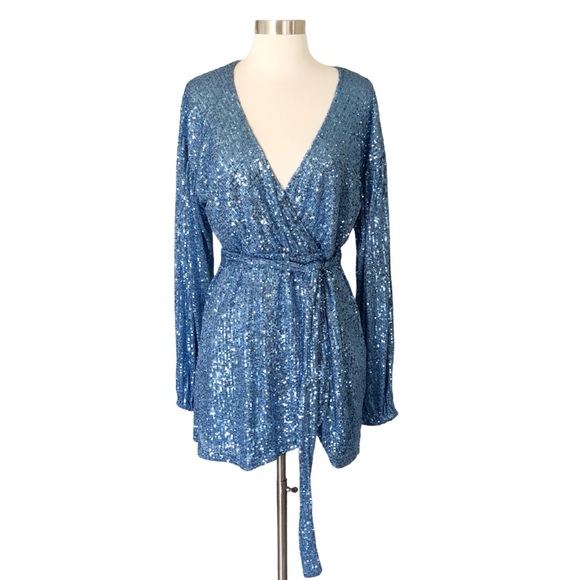 Princess Polly Dancing Queen Blue Sequin Dress - Picture 4 of 8